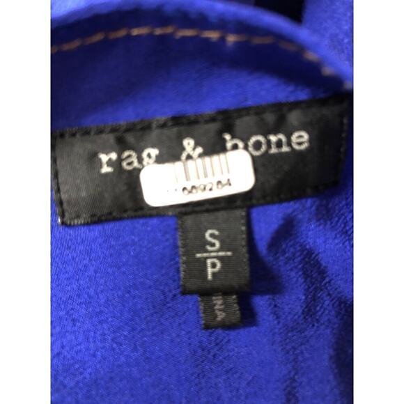 Rag & Bone Shields Top Silk Long Sleeve V-Neck Blouse Electric Blue Small - Picture 11 of 12